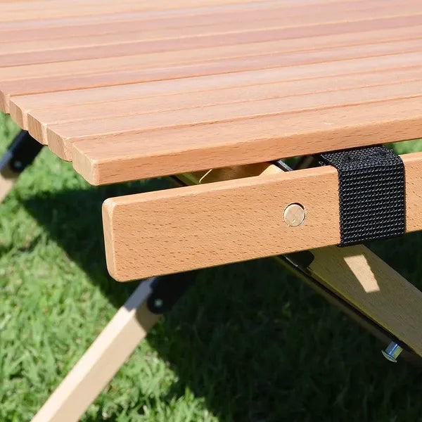 ウッドロールテーブル 収納袋付 900×600×440mm / Wood Roll Table with Storage Bag