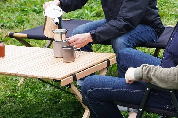 ウッドロールテーブル 収納袋付 900×600×440mm / Wood Roll Table with Storage Bag
