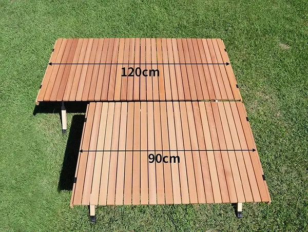 ウッドロールテーブル 収納袋付 900×600×440mm / Wood Roll Table with Storage Bag