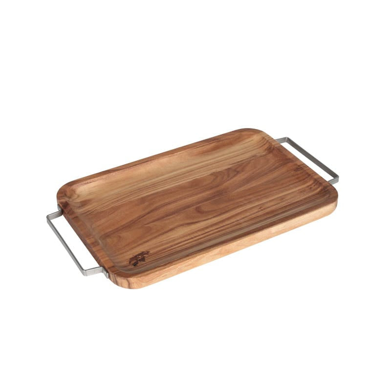 ACACIA TRAY WITH METAL HANDLE RECTANGLE / アカシア トレイ ウィズ メタル ハンドル レクタングル