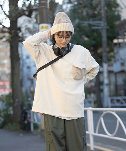 2WAY pocket l/s big t shirts 2WAY長袖Tシャツ