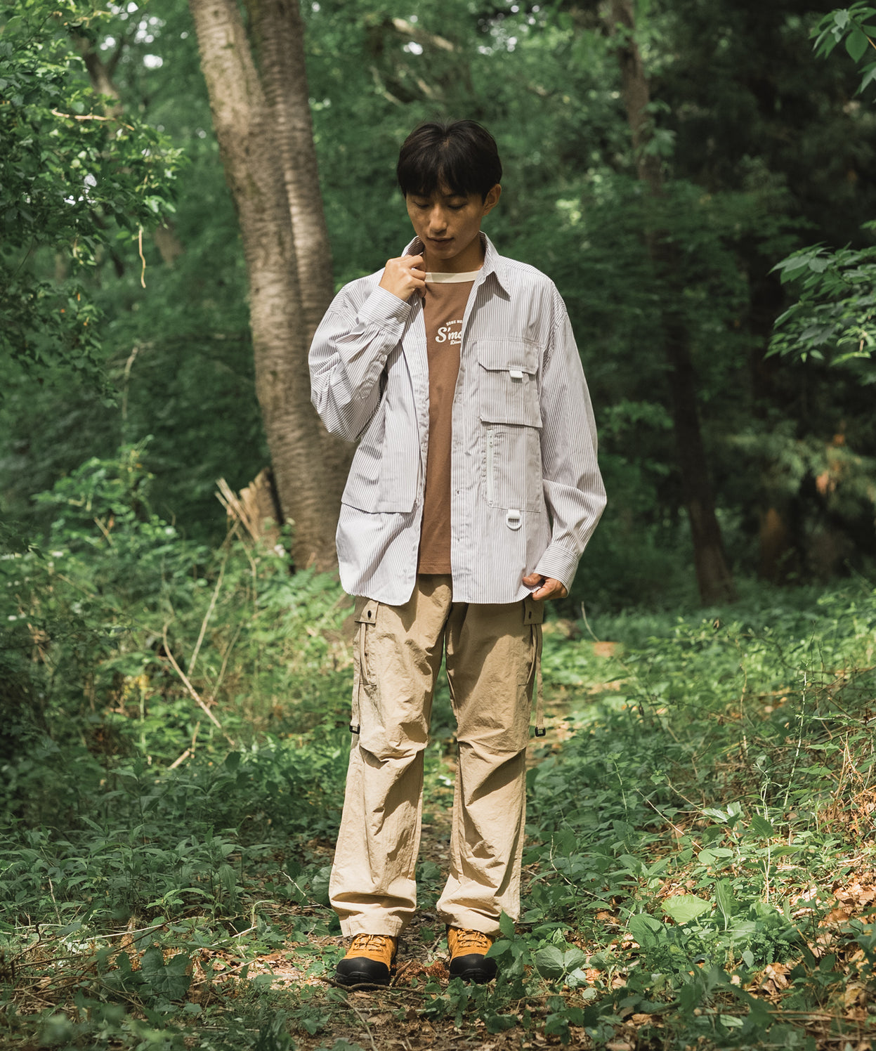 Stripe pocket l/s shirt