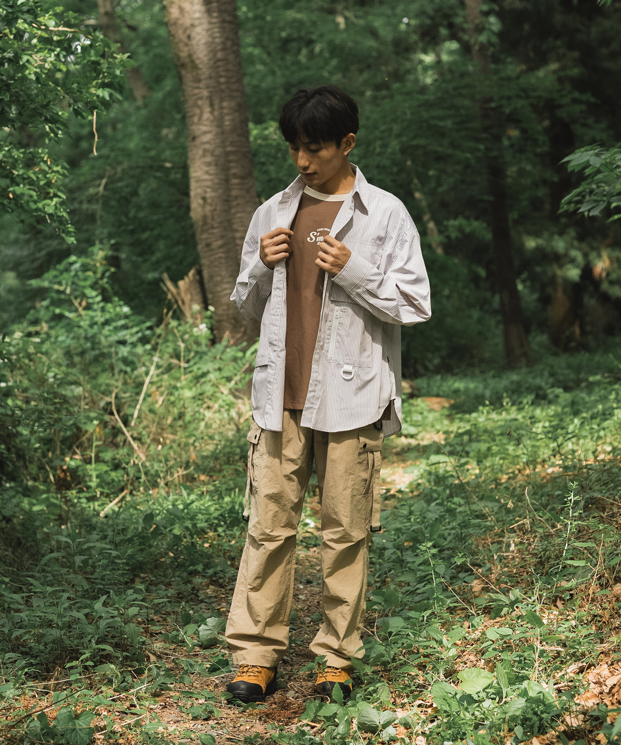 Stripe pocket l/s shirt