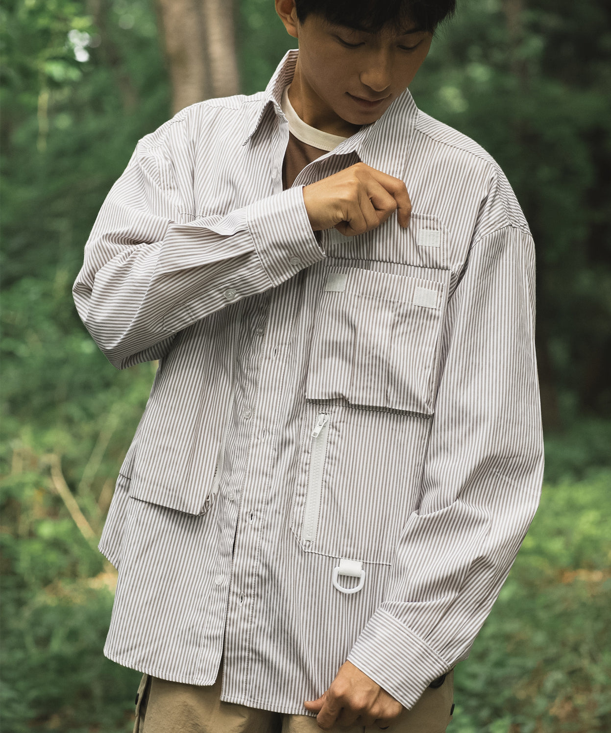 Stripe pocket l/s shirt