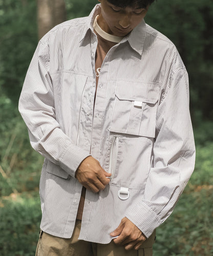 Stripe pocket l/s shirt