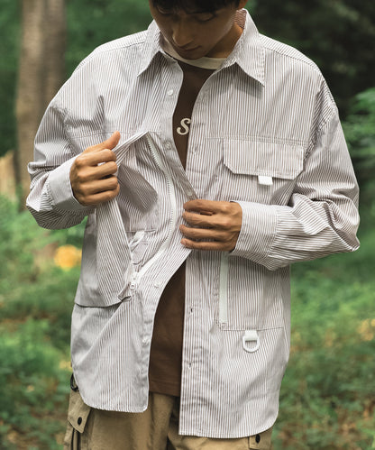 Stripe pocket l/s shirt