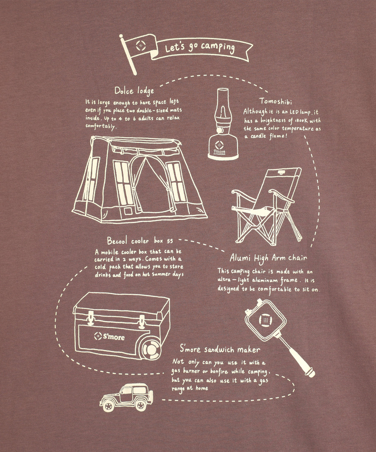 COTTON T SHIRTS - S'more gear illustration