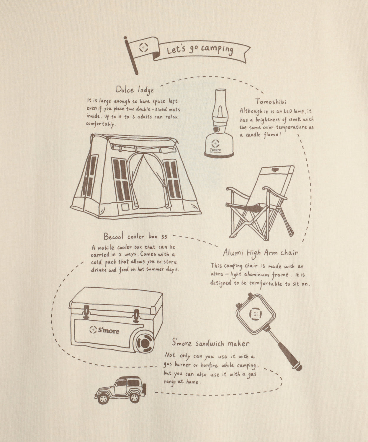 COTTON T SHIRTS - S'more gear illustration