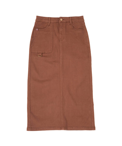 Stretch long denim skirt