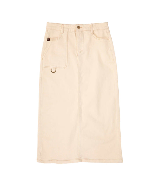 Stretch long denim skirt