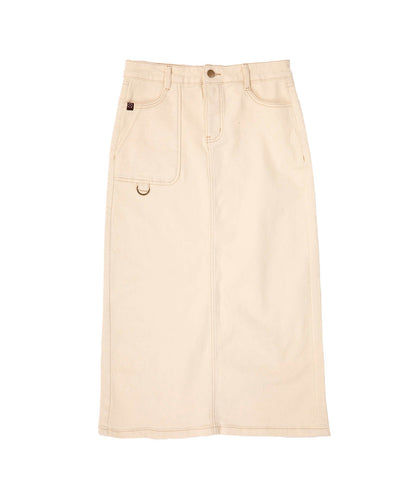 Stretch long denim skirt