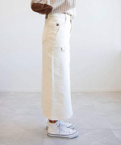 Stretch long denim skirt