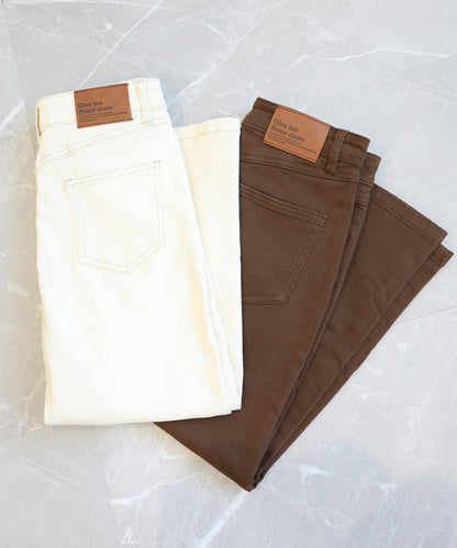 Stretch long denim skirt