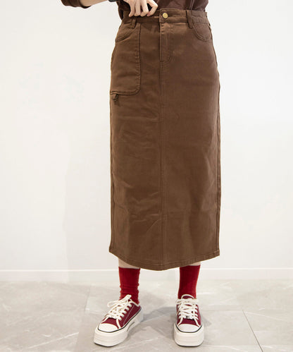 Stretch long denim skirt