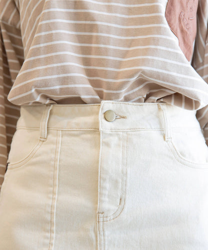 Stretch long denim skirt